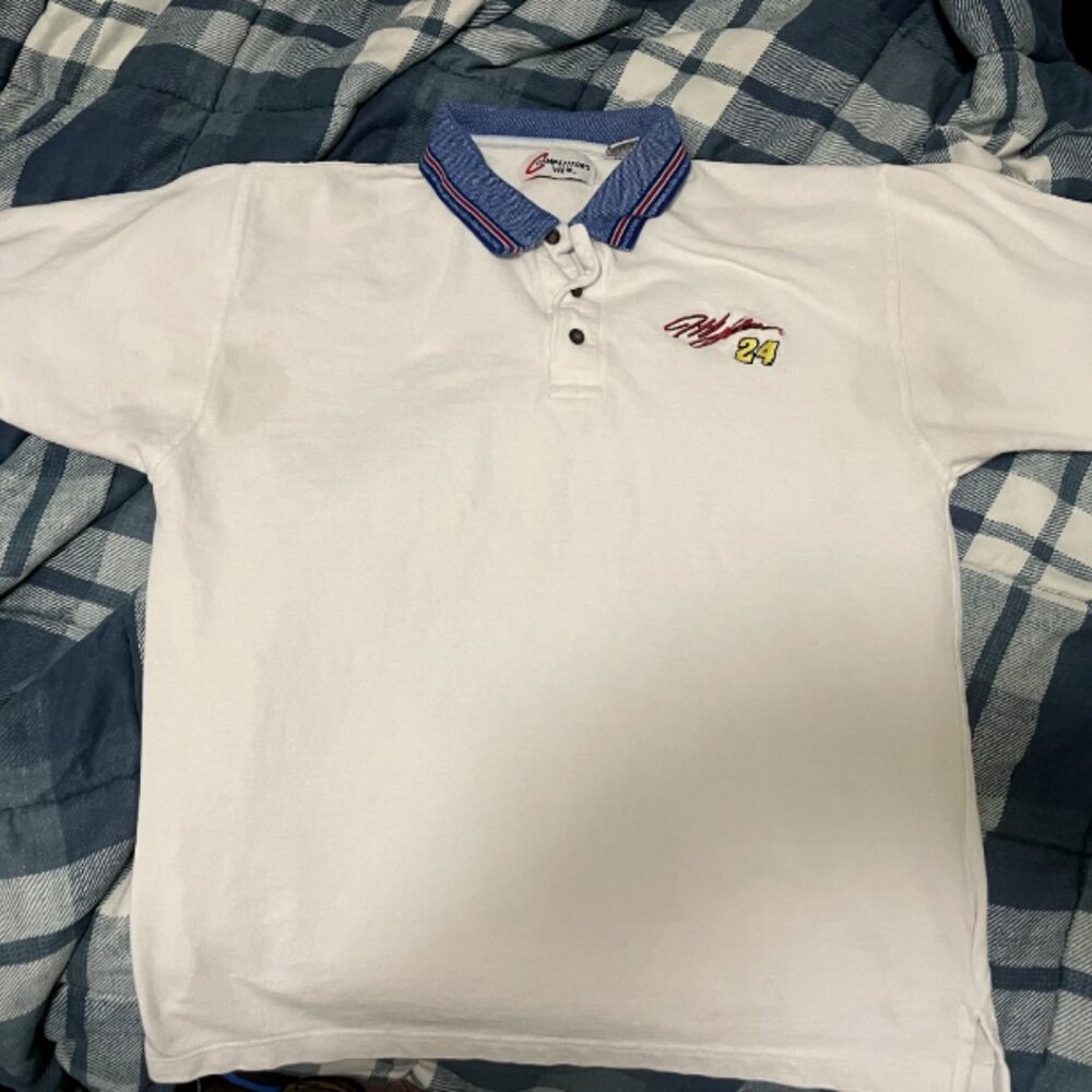 Jeff Gordon NASCAR Racing Polo White Size L Red White Blue